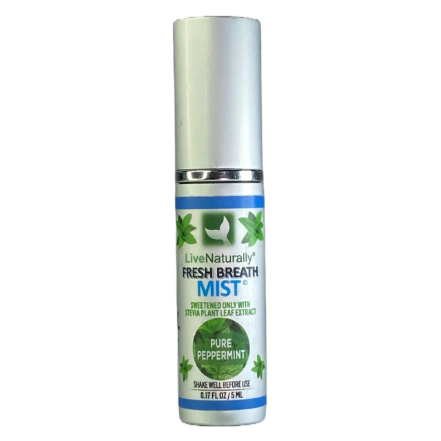 Single, LiveNaturally Fresh Breath Mist Spray, Refillable 0.17 oz/5 ml